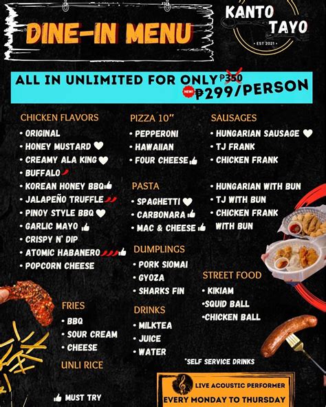 Kanto Tayo Menu .